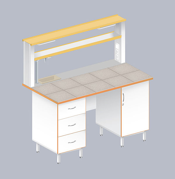 Каким параметрам должны соответствовать шкафы стеллажи и рабочие столы в химической лаборатории