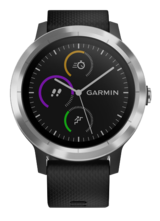Часы Garmin Vivoactive 3 серебристые с черным ремешком
